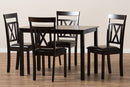Milagra Dark Brown Faux Leather Upholstered 5-Piece Dining Set Baxton