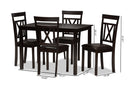 Milagra Dark Brown Faux Leather Upholstered 5-Piece Dining Set Baxton