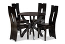 Elada Dark Brown Faux Leather Upholstered and Dark Brown 5-Piece Dining Set Baxton