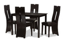 Hilda Dark Brown Faux Leather Upholstered 5-Piece Dining Set Baxton