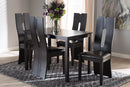Hilda Dark Brown Faux Leather Upholstered 5-Piece Dining Set Baxton