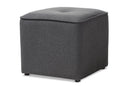 Timila Dark Gray Fabric Upholstered Ottoman Baxton