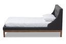 Laraine Dark Gray Fabric Upholstered Walnut-Finished Twin Sized Platform Bed Baxton