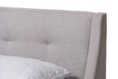 Laraine Greyish Beige Fabric Upholstered Walnut-Finished Full Sized Platform Bed Baxton