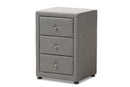 Amsterdam Gray Fabric Upholstered 3-Drawer Nightstand Baxton