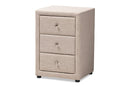 Amsterdam Beige Fabric Upholstered 3-Drawer Nightstand Baxton