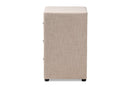 Amsterdam Beige Fabric Upholstered 3-Drawer Nightstand Baxton