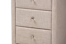 Amsterdam Beige Fabric Upholstered 3-Drawer Nightstand Baxton