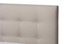 Canterbury Light Beige Fabric Upholstered Walnut Wood King Size Platform Bed Baxton