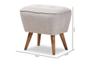 Wallis Greyish Beige Fabric Upholstered Walnut Brown Ottoman Baxton