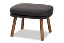 Quintus Dark Gray Fabric Upholstered Walnut Brown Ottoman Baxton