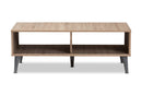 Zenon Oak and Light Gray Coffee Table Baxton
