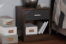Zara 1-Drawer Dark Brown and Dark Gray Finished Nightstand Baxton