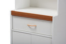 Bernard White and Cherry Finished Kitchen Cabinet and Hutch Baxton