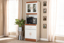 Bernard White and Cherry Finished Kitchen Cabinet and Hutch Baxton