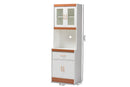Bernard White and Cherry Finished Kitchen Cabinet and Hutch Baxton