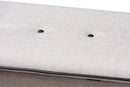 Lisbon Walnut Finished Wood/Greyish Beige Fabric Button Tufted Storage Ottoman Baxton