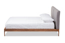 Eliya Gray Fabric Upholstered Walnut Finished King Size Platform Bed Baxton