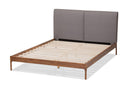 Eliya Gray Fabric Upholstered Walnut Finished King Size Platform Bed Baxton