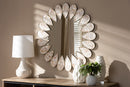 Herzen Antique Silver Finished Round Shell Petal Accent Wall Mirror Baxton