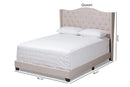 Ercilia Beige Fabric Upholstered King Size Bed Baxton