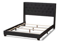 Linda Charcoal Gray Fabric Upholstered King Size Bed Baxton