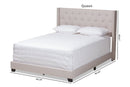 Linda Beige Fabric Upholstered King Size Bed Baxton