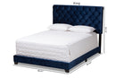 Landen Luxe and Glamour Navy Velvet Upholstered King Size Bed Baxton