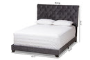 Landen Luxe and Glamour Dark Gray Velvet Upholstered Full Size Bed Baxton