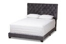 Landen Luxe and Glamour Dark Gray Velvet Upholstered King Size Bed Baxton
