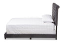 Landen Luxe and Glamour Dark Gray Velvet Upholstered Full Size Bed Baxton