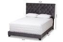 Landen Luxe and Glamour Dark Gray Velvet Upholstered King Size Bed Baxton