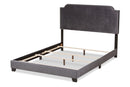 Greta Luxe and Glamour Dark Gray Velvet Upholstered King Size Bed Baxton