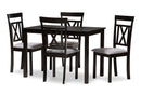 Milagra Espresso Brown Finished and Gray Fabric Upholstered 5-Piece Dining Set Baxton