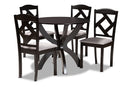 Georgette Gray Fabric Upholstered and Dark Brown 5-Piece Dining Set Baxton