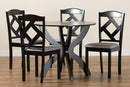 Georgette Gray Fabric Upholstered and Dark Brown 5-Piece Dining Set Baxton
