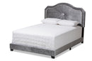 Dalair Gray Velvet Fabric Upholstered King Size Bed Baxton