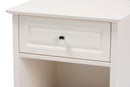 Saul White Finished 1-Drawer Wood End Table Baxton