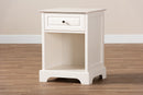 Saul White Finished 1-Drawer Wood End Table Baxton
