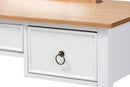 Audra White 3-Drawer Wood Vanity Table w/Mirror Baxton