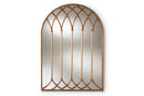 Malcolm Farmhouse Antique Bronze Finished Arched Window Accent Wall Mirror Baxton