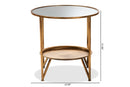 Svante Antique Gold Finished Metal and Mirrored Glass Accent Table w/Tray Shelf Baxton