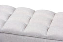 Beyla Grayish Beige Fabric Upholstered Dark Brown Storage Bench Ottoman Baxton