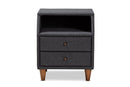 Remy Charcoal Fabric Upholstered 2-Drawer Wood Nightstand Baxton