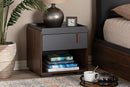 Keagan Two-Tone Gray and Walnut 1-Drawer Nightstand Baxton