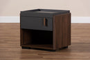 Keagan Two-Tone Gray and Walnut 1-Drawer Nightstand Baxton