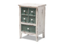 Giuliana Distressed White and Teal 5-Drawer Storage Cabinet Baxton