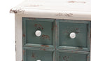 Giuliana Distressed White and Teal 5-Drawer Storage Cabinet Baxton