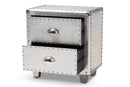 Mari French Industrial Silver Metal 2-Drawer End Table Baxton