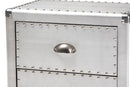 Mari French Industrial Silver Metal 2-Drawer End Table Baxton